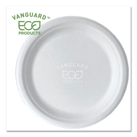 Eco-Products 9 in. Vanguard Renewable & Compostable Sugarcane Plates, White EPP013NFA